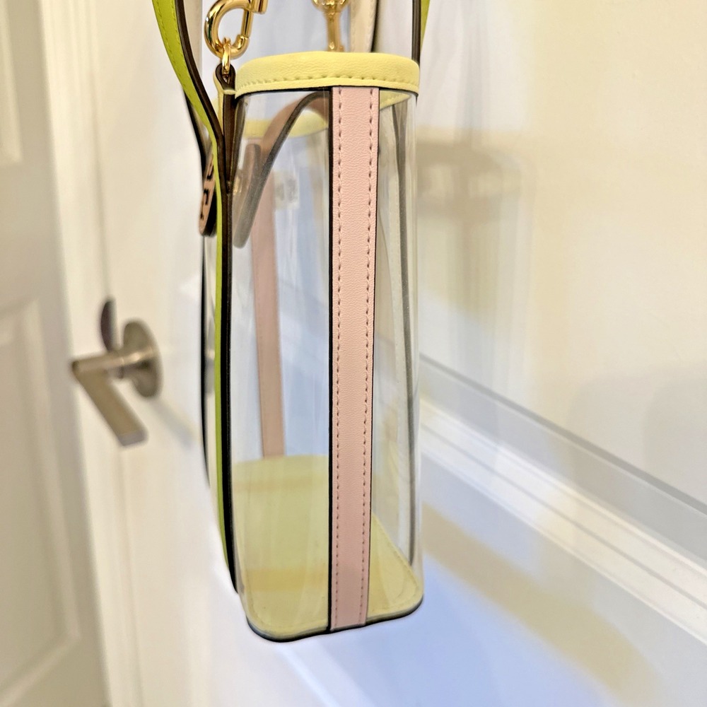 Tory Burch Blake Clear Logo Mini Shopper Crossbody Tote Bag Green Trim Concert - Picture 14 of 16